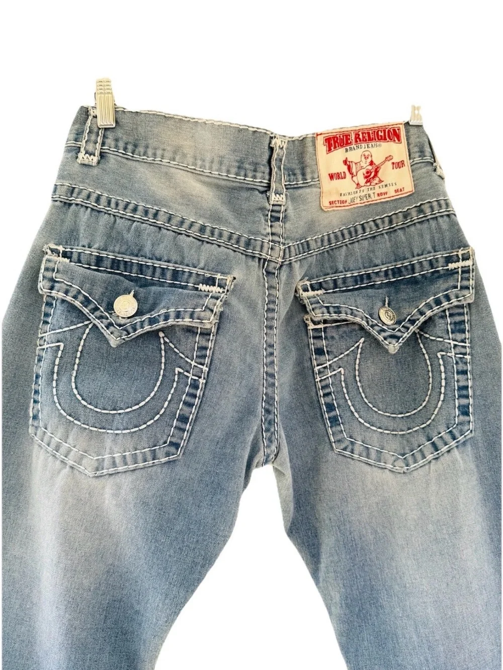 True Religion Joey Super T Jeans Light Wash Flare Y2K Mens 36x31 USA Made Unisex